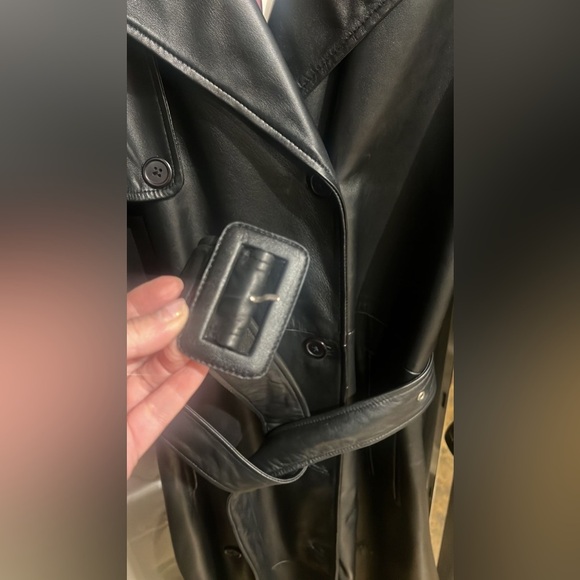 2nd day EURO (Scandinavian) Black Genuine Leather Trench Coat - Picture 4 of 6